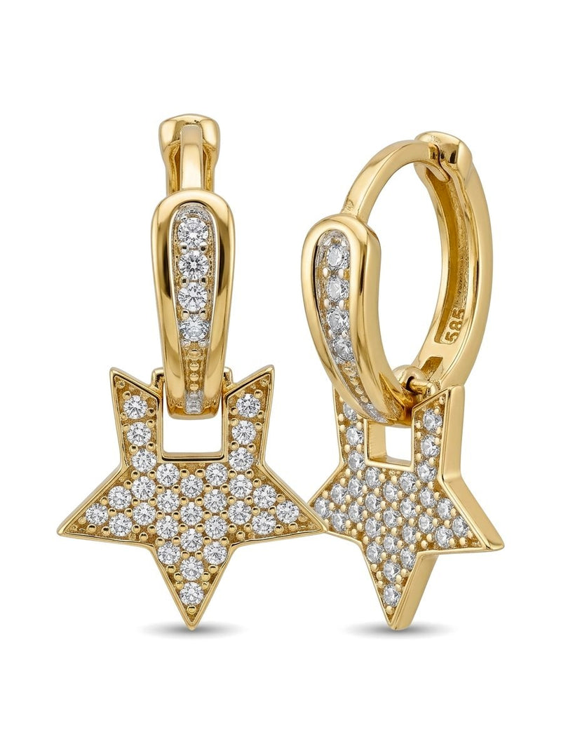 Huggies de oro 14k con estrella de circonias Mod 6331