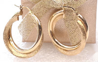 Arracadas de oro 14k de doble aro pulido y satinado Mod 6332 - 3 cm, foto real