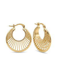 Arracadas de oro 14k de media luna calada Mod 6334 - 3 cm