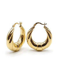Arracadas de oro 14k abombadas con gajos Mod 6336 - 3.5 cm