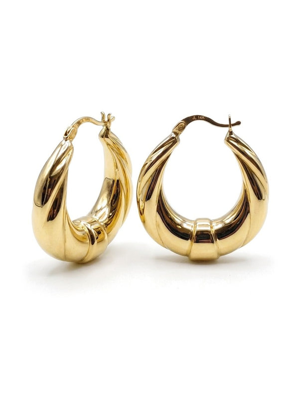 Arracadas de oro 14k abombadas con gajos Mod 6336 - 3.5 cm