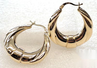 Arracadas de oro 14k abombadas con gajos Mod 6336 - 3.5 cm, foto real
