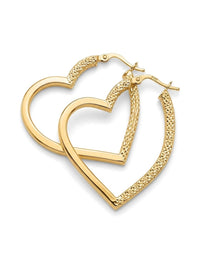 Arracadas de oro 14k de corazón diamantadas Mod 6337 - 3 cm