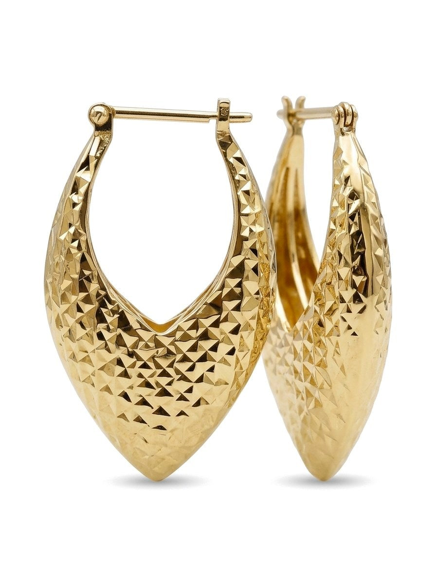 Arracadas de oro 14k en V diamantadas Mod 6339 - 3 cm