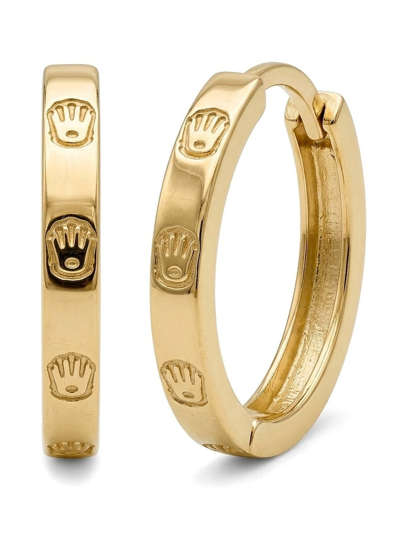 Huggies de oro 14k tipo diseñador con coronas Mod 6346 - 1.8 cm