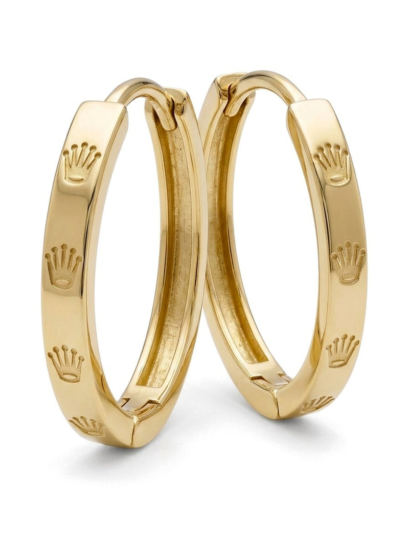 Huggies de oro 14k tipo diseñador con coronas Mod 6347 - 2 cm