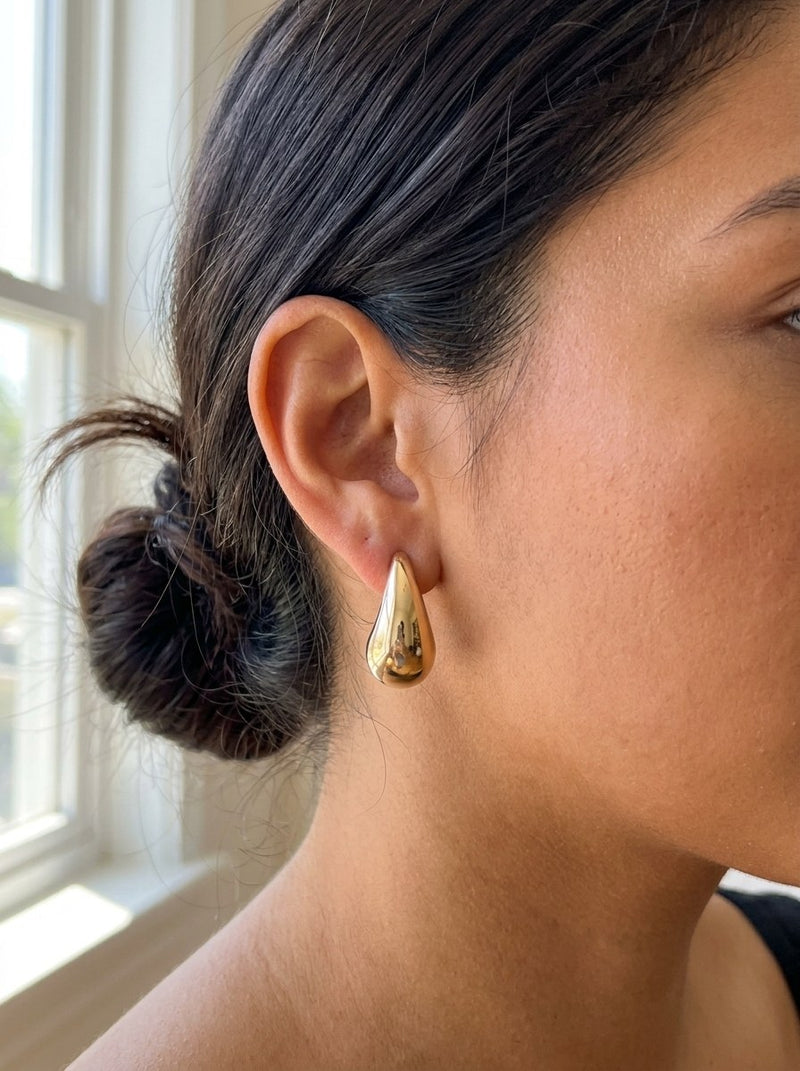 Aretes de oro 14k tipo diseñador de gota Mod 6351 - 2 cm