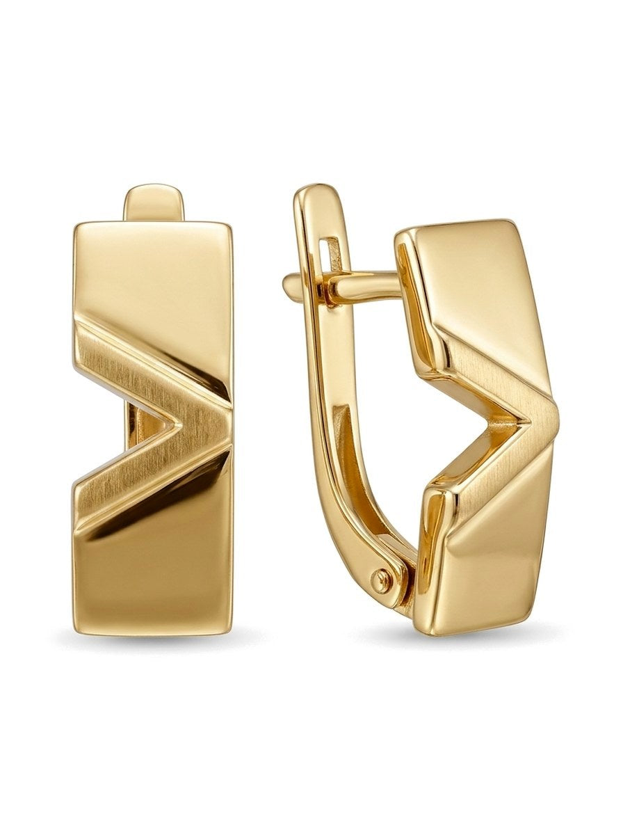 Aretes de oro 14k geométricos en V Mod 6352