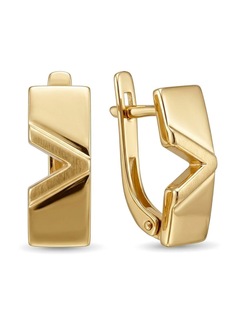 Aretes de oro 14k geométricos en V Mod 6352