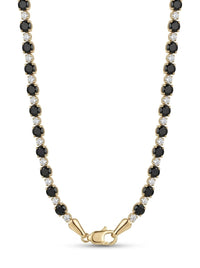 Gargantilla de oro 14k tipo tenis con circonias negras y blancas Mod 6373 - 45 cm