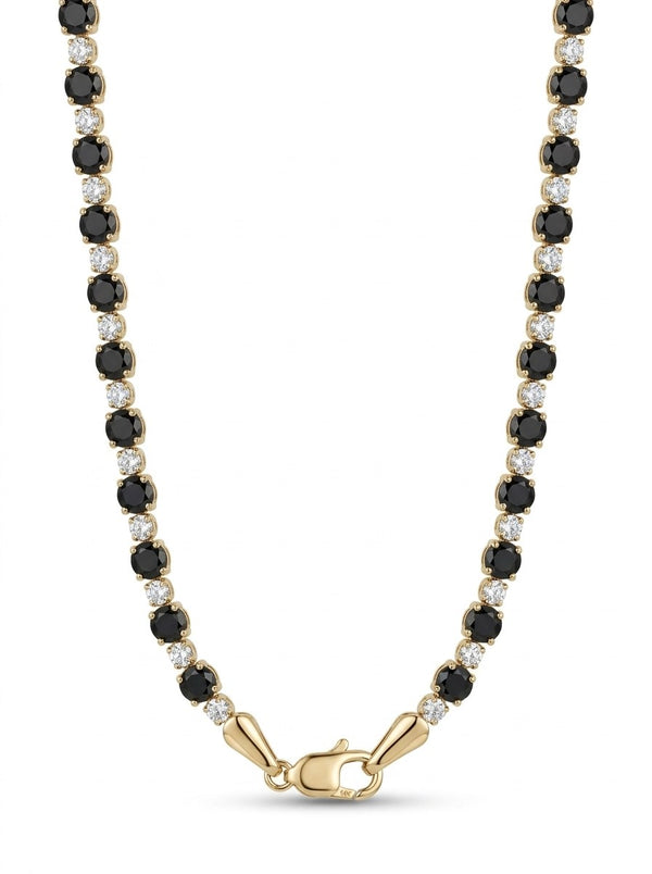 Gargantilla de oro 14k tipo tenis con circonias negras y blancas Mod 6373 - 45 cm