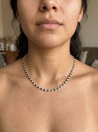 Gargantilla de oro 14k tipo tenis con circonias negras y blancas Mod 6373 - 45 cm