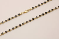 Gargantilla de oro 14k tipo tenis con circonias negras y blancas Mod 6373 - 45 cm