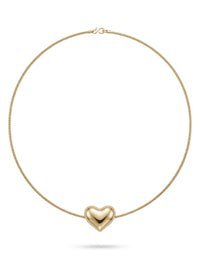 Gargantilla de oro 14k tejido espiga con corazón inflado Mod 6374 - 40 cm