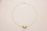 Gargantilla de oro 14k tejido espiga con corazón inflado Mod 6374 - 40 cm