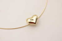Gargantilla de oro 14k tejido espiga con corazón inflado Mod 6374 - 40 cm
