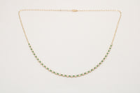 Gargantilla de oro 14k paper clip con circonias verdes y blancas Mod 6375 - 45 cm