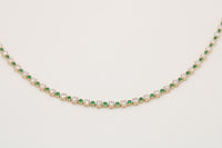 Gargantilla de oro 14k paper clip con circonias verdes y blancas Mod 6375 - 45 cm