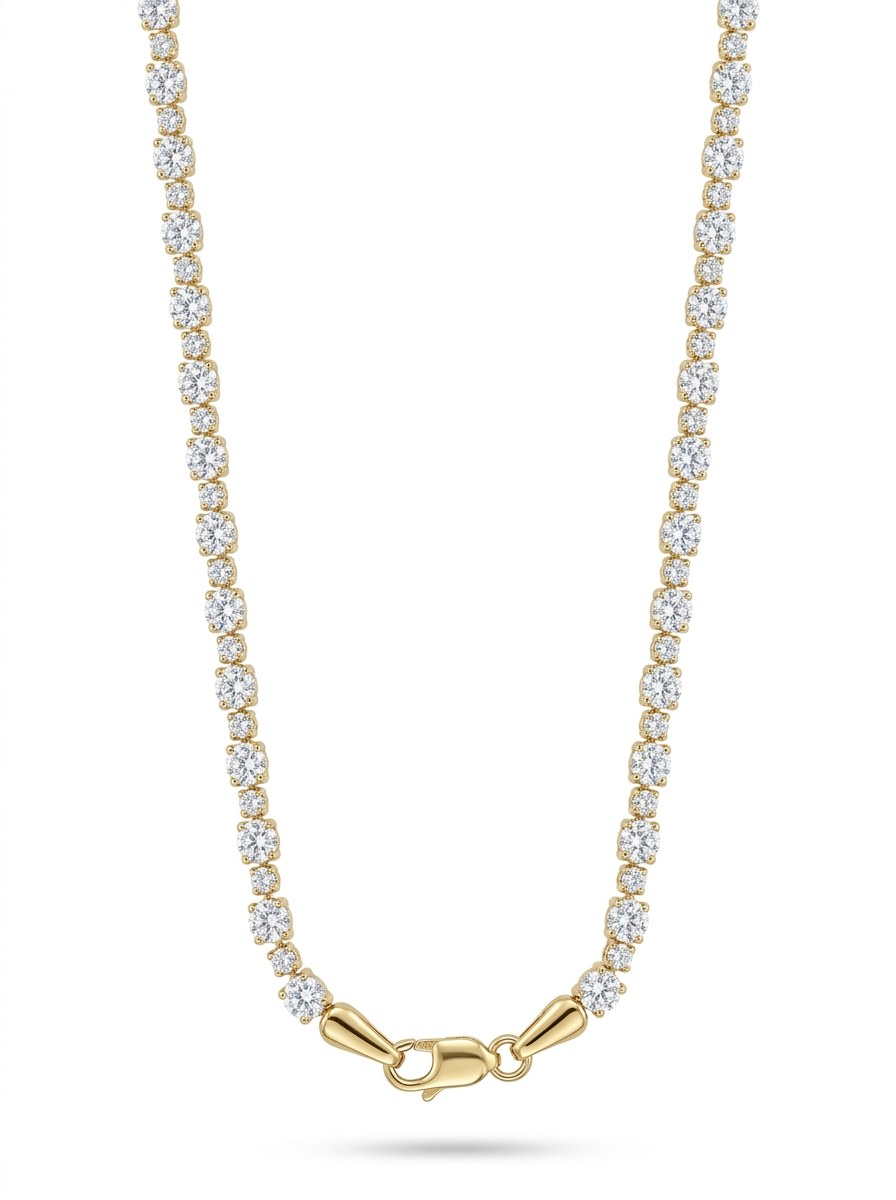 Gargantilla de oro 14k tipo tenis de circonias alternadas Mod 6376 - 45 cm