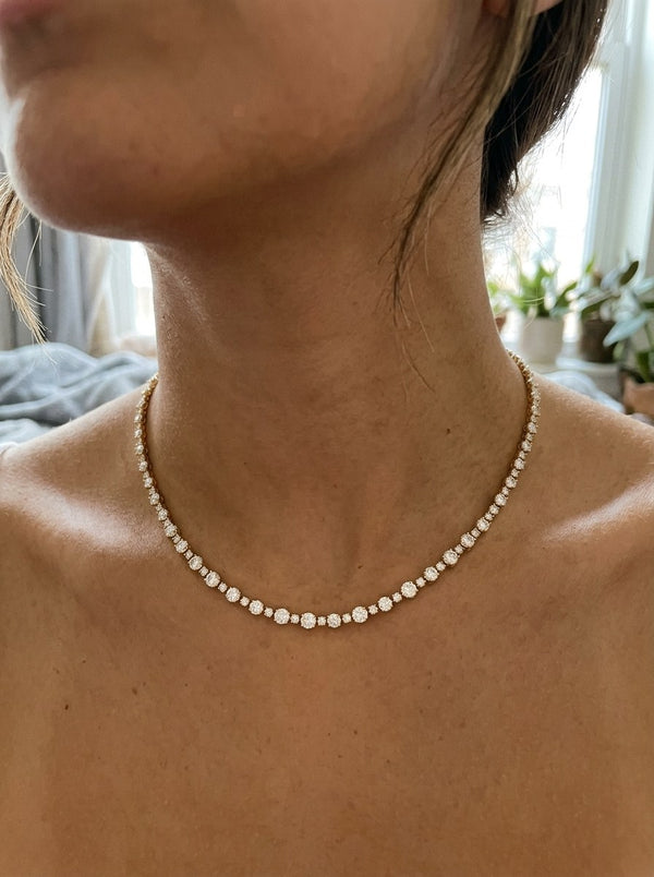 Gargantilla de oro 14k tipo tenis de circonias alternadas Mod 6376 - 45 cm