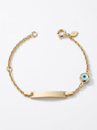Esclava kids de oro 14k tejido torzal con ojo turco Mod 6379 - 12/14 cm