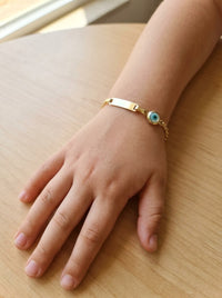 Esclava kids de oro 14k tejido torzal con ojo turco Mod 6379 - 12/14 cm