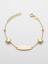 Esclava kids de oro 14k con estrellas y placa ovalada Mod 6380 - 12/14 cm